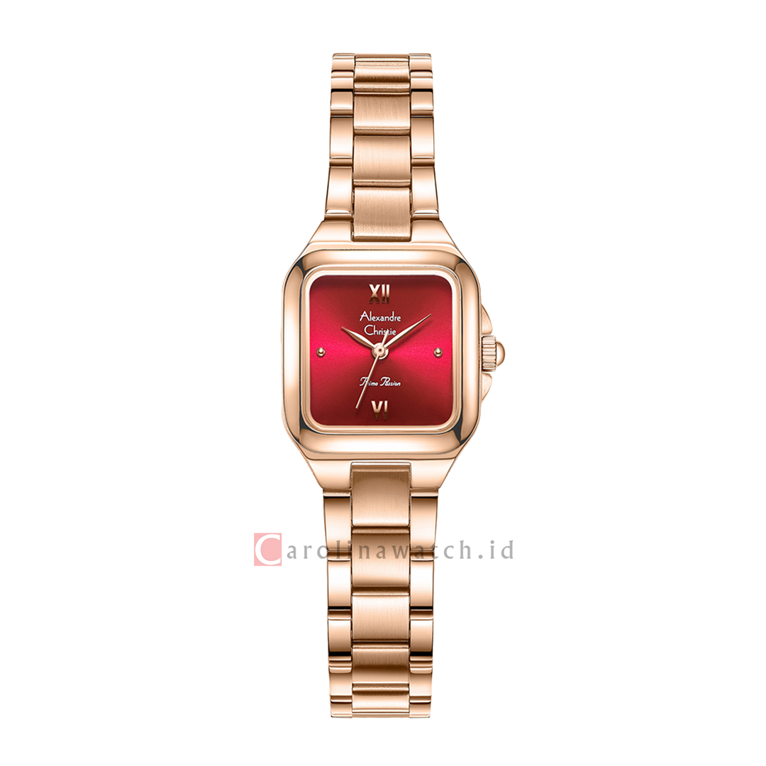 Jam Tangan Alexandre Christie Primo Passion AC 2B65 LHBRGRE Women Red Dial Rose Gold Stainless Steel Strap