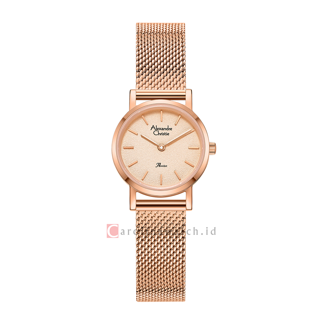 Jam Tangan Alexandre Christie Passion AC 2B66 LHBRGRG Women Gold Dial Rose Gold Mesh Stainless Steel Strap