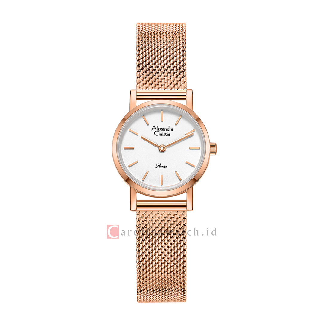 Jam Tangan Alexandre Christie Passion AC 2B66 LHBRGSL Women Silver Dial Rose Gold Mesh Stainless Steel Strap