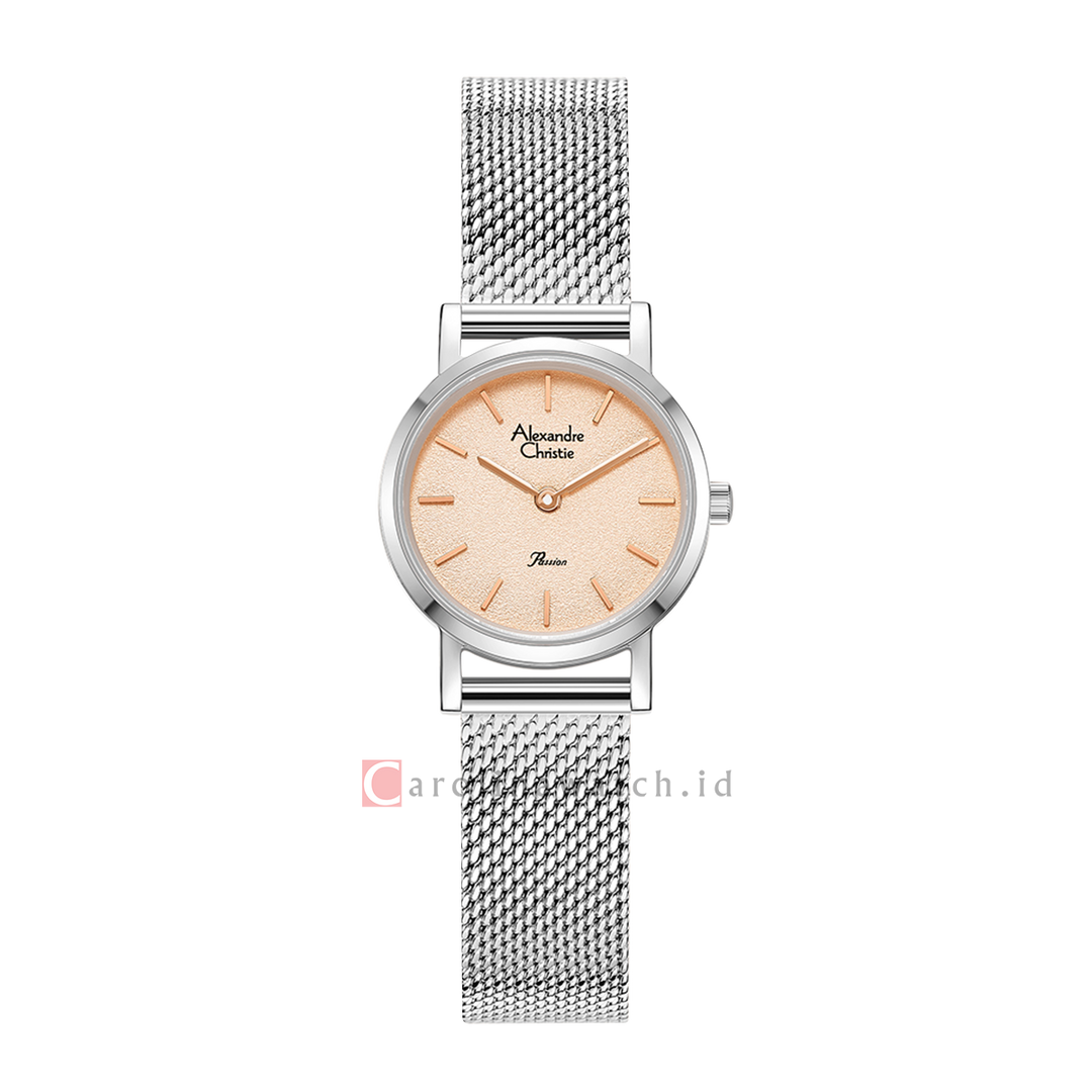 Jam Tangan Alexandre Christie Passion AC 2B66 LHBSSLG Women Peach Dial Mesh Stainless Steel Strap