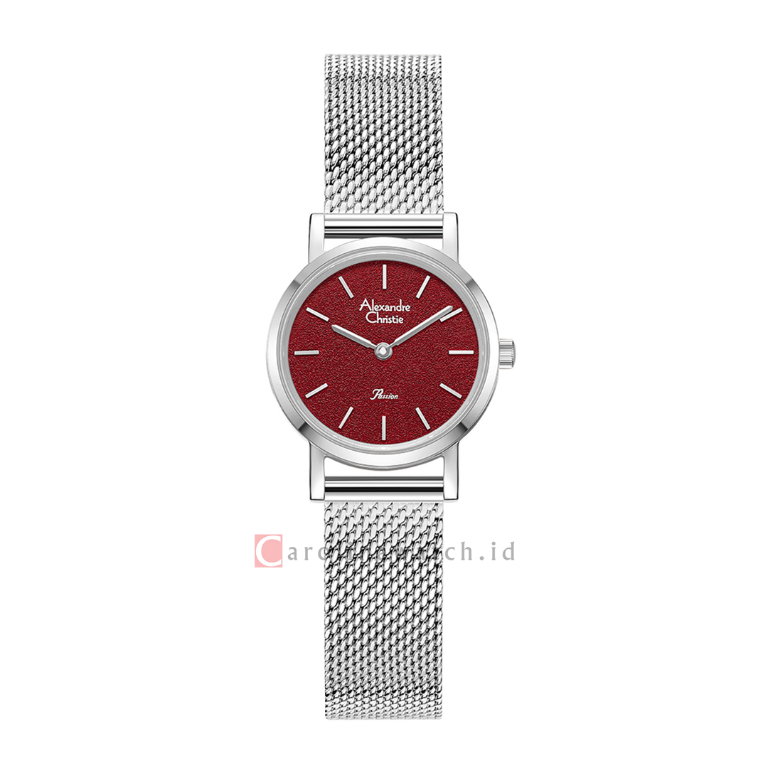 Jam Tangan Alexandre Christie Passion AC 2B66 LHBSSRE Women Red Dial Mesh Stainless Steel Strap