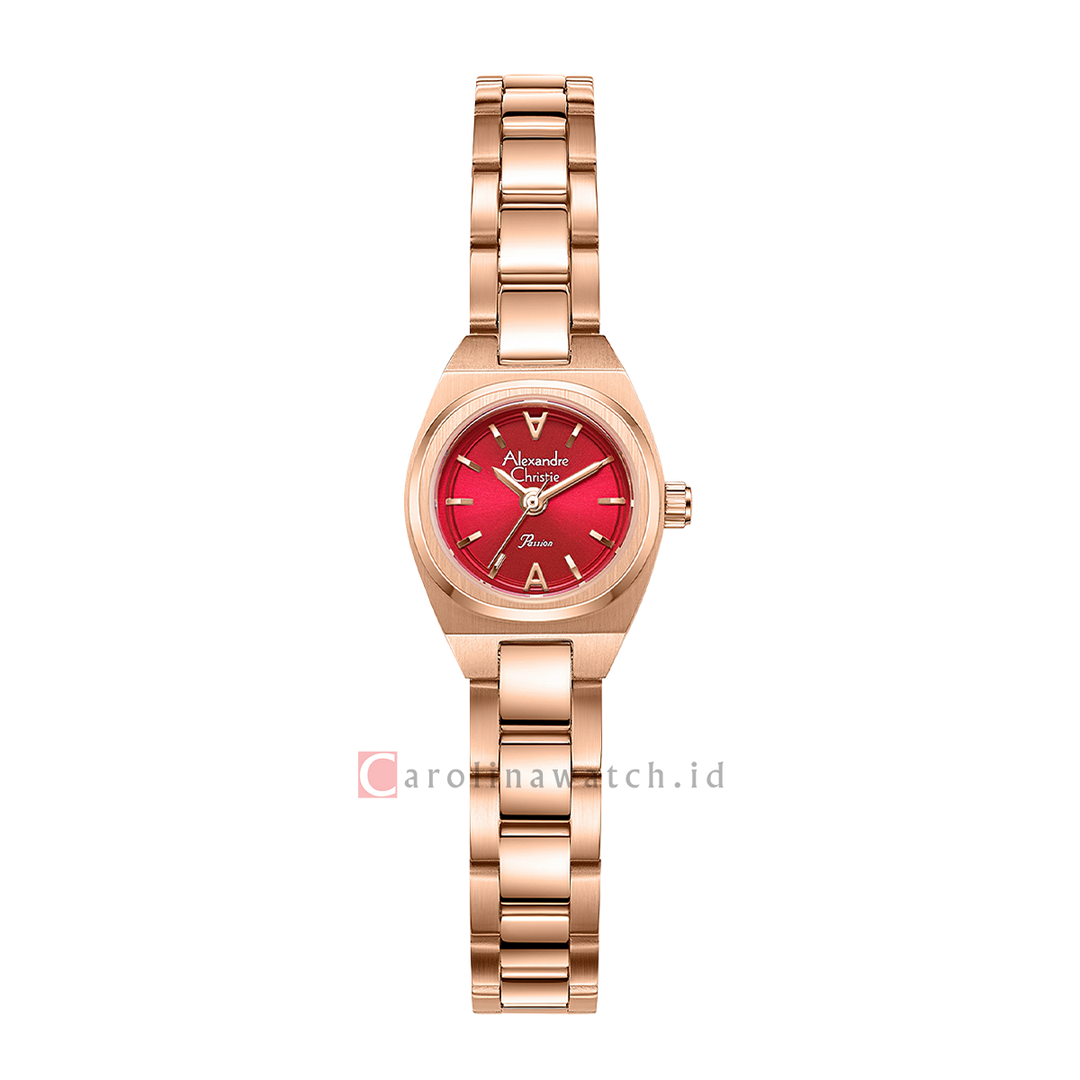 Jam Tangan Alexandre Christie Passion AC 2B67 LHBRGRE Women Red Dial Rose Gold Stainless Steel Strap