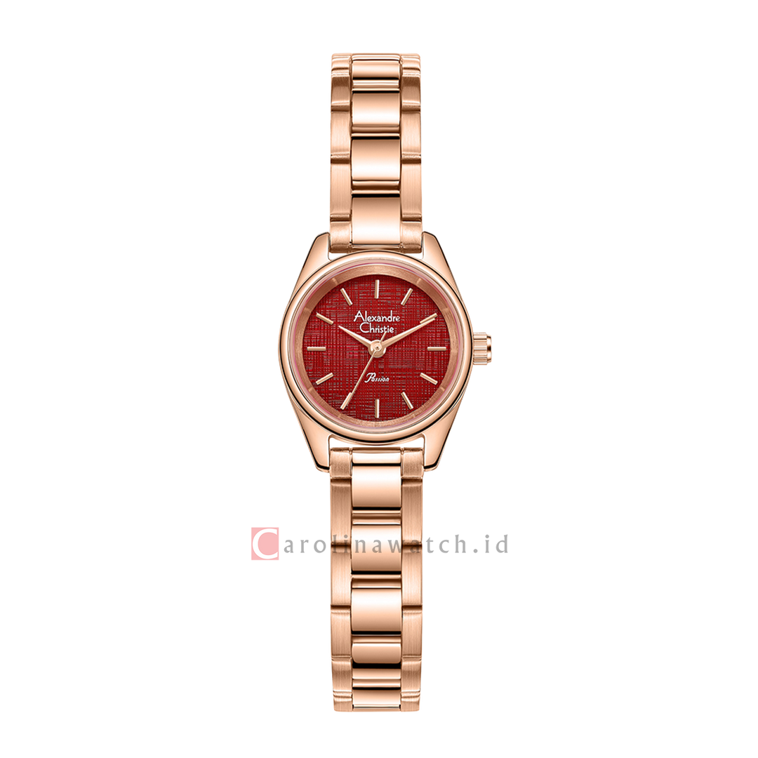 Jam Tangan Alexandre Christie Passion AC 2B68 LHBRGRE Women Red Dial Rose Gold Stainless Steel Strap