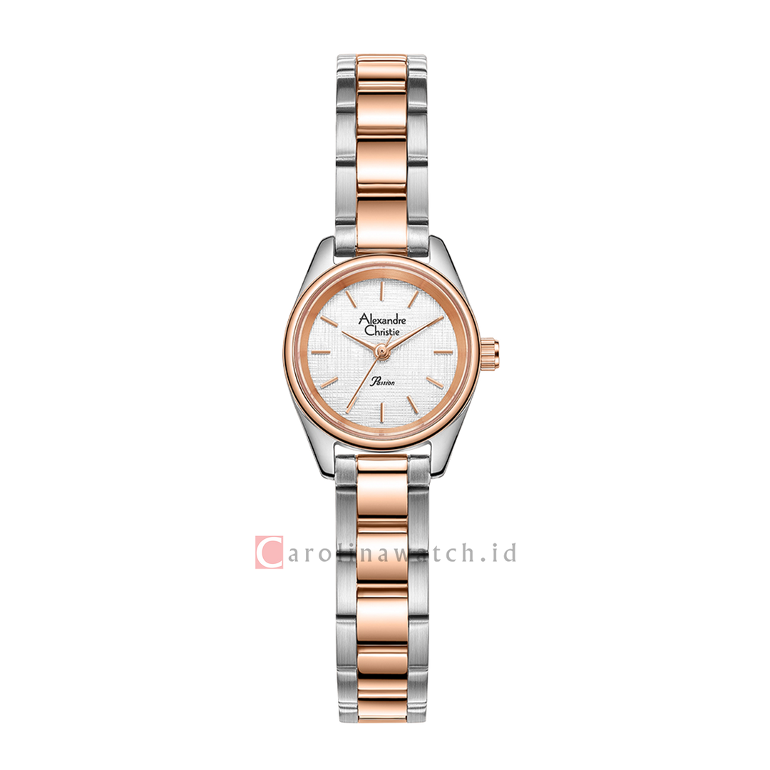 Jam Tangan Alexandre Christie Passion AC 2B68 LHBTRSL Women White Dial Dual Tone Stainless Steel Strap