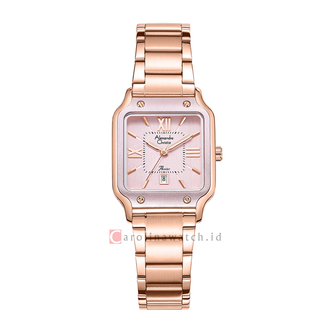 Jam Tangan Alexandre Christie Passion AC 2B69 LDBRGPN Women Pink Dial Rose Gold Stainless Steel Strap