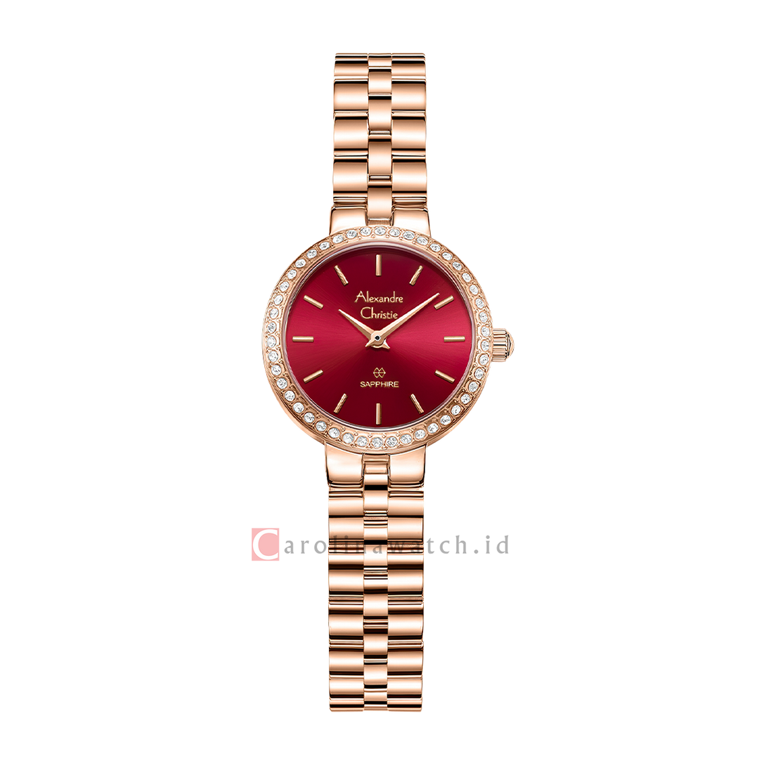 Jam Tangan Alexandre Christie Passion AC 2B70 LHBRGRE Women Red Dial Rose Gold Stainless Steel Strap