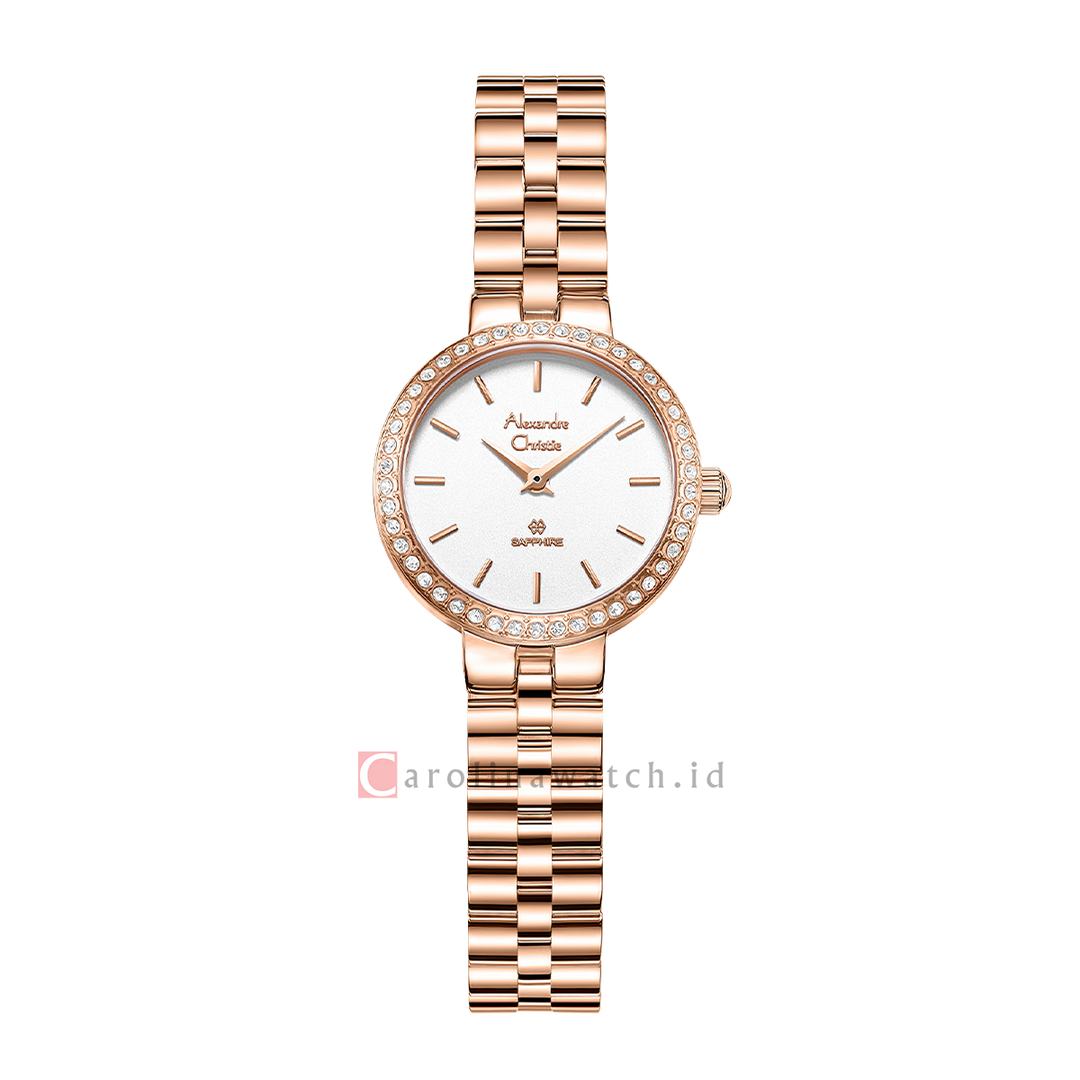 Jam Tangan Alexandre Christie Passion AC 2B70 LHBRGSL Women White Dial Rose Gold Stainless Steel Strap