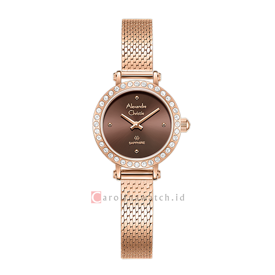 Jam Tangan Alexandre Christie AC 2B76 LHBRGBO Women Brown Dial Rose Gold Stainless Steel Strap