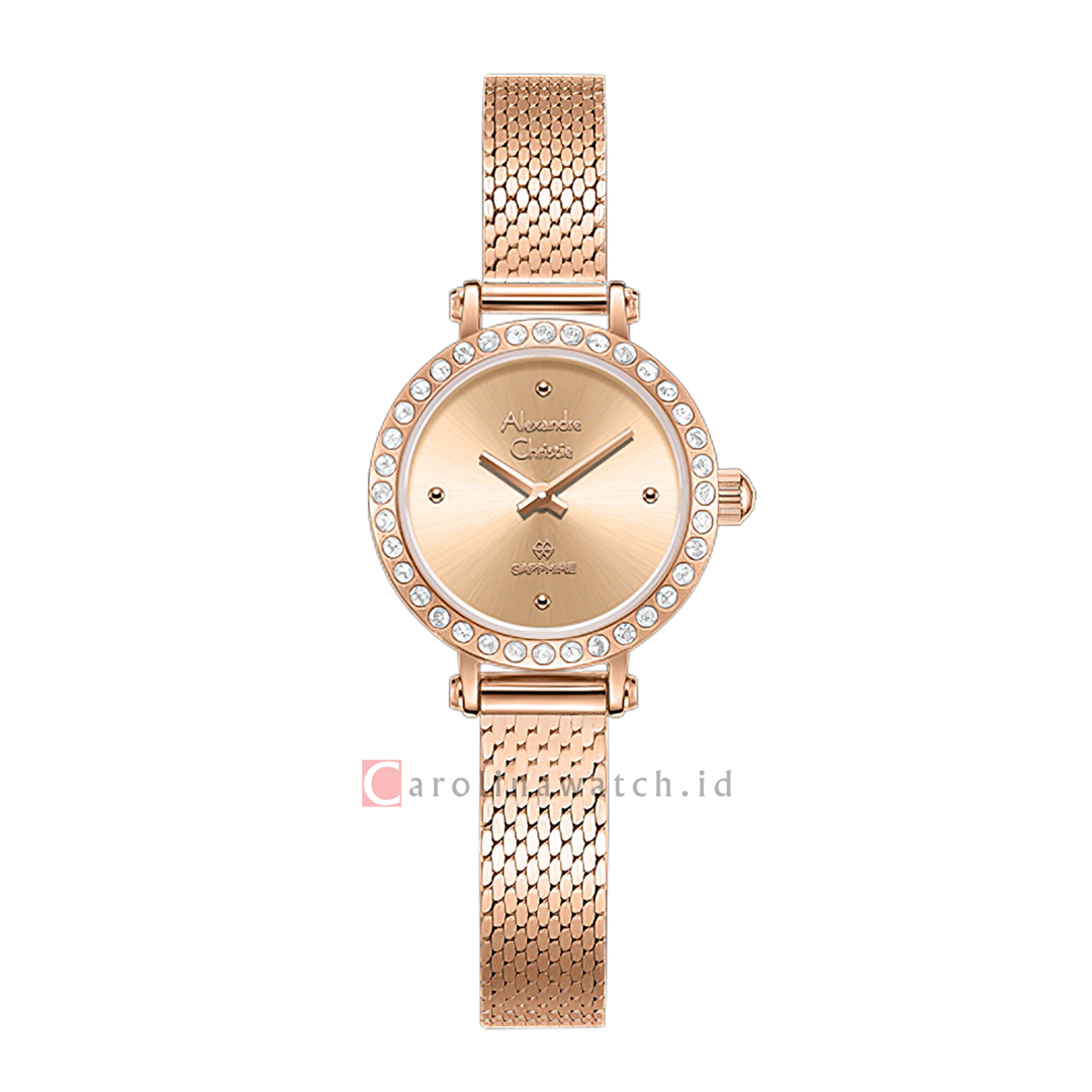 Jam Tangan Alexandre Christie AC 2B76 LHBRGLN Women Gold Dial Rose Gold Stainless Steel Strap