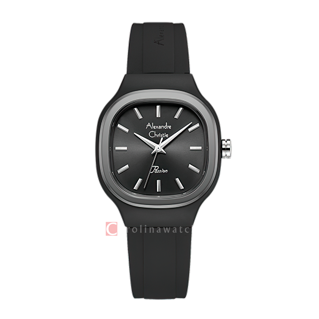 Jam Tangan Alexandre Christie Passion AC 2B77 LHRIGBA Women Black Dial Black Rubber Strap