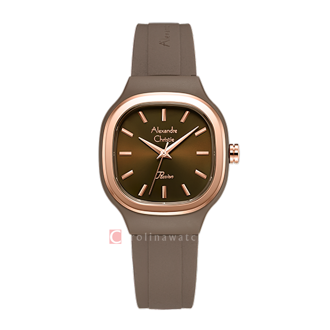 Jam Tangan Alexandre Christie Passion AC 2B77 LHRRGBO Women Brown Dial Brown Rubber Strap