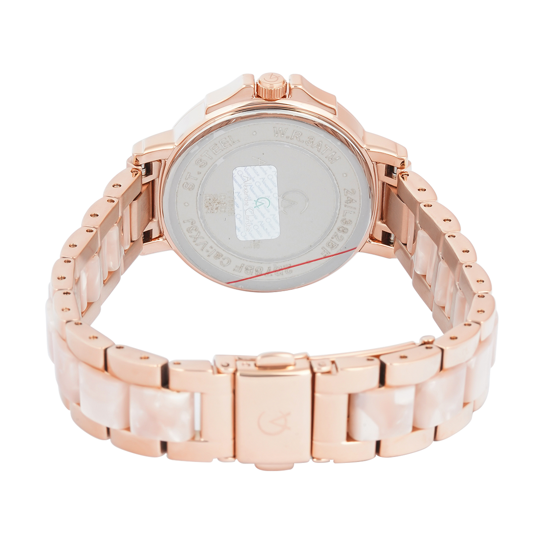Jam Tangan Alexandre Christie Passion AC 2B78 BFBRGPN Women Pink Dial Dual Tone Stainless Steel Strap