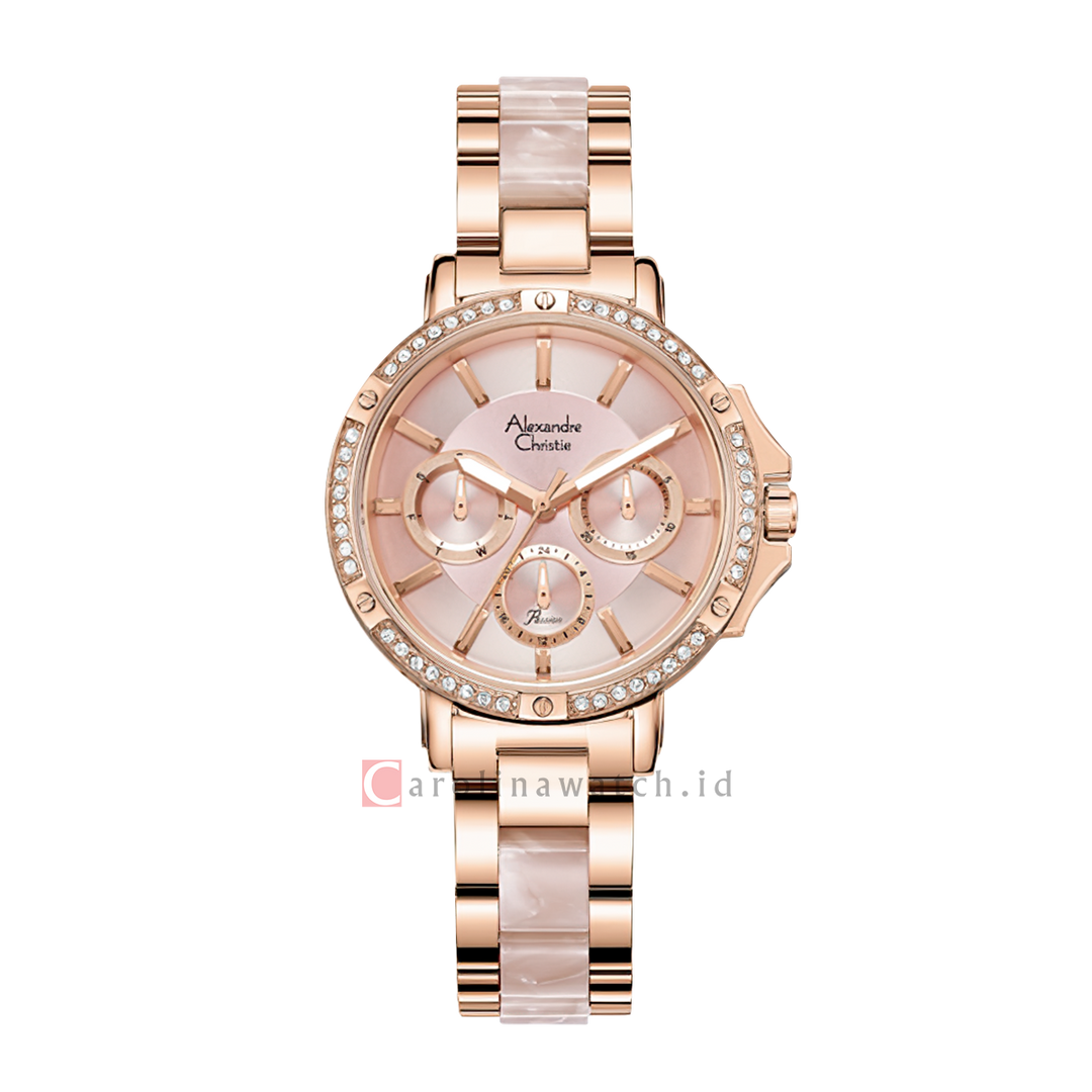 Jam Tangan Alexandre Christie Passion AC 2B78 BFBRGPN Women Pink Dial Dual Tone Stainless Steel Strap