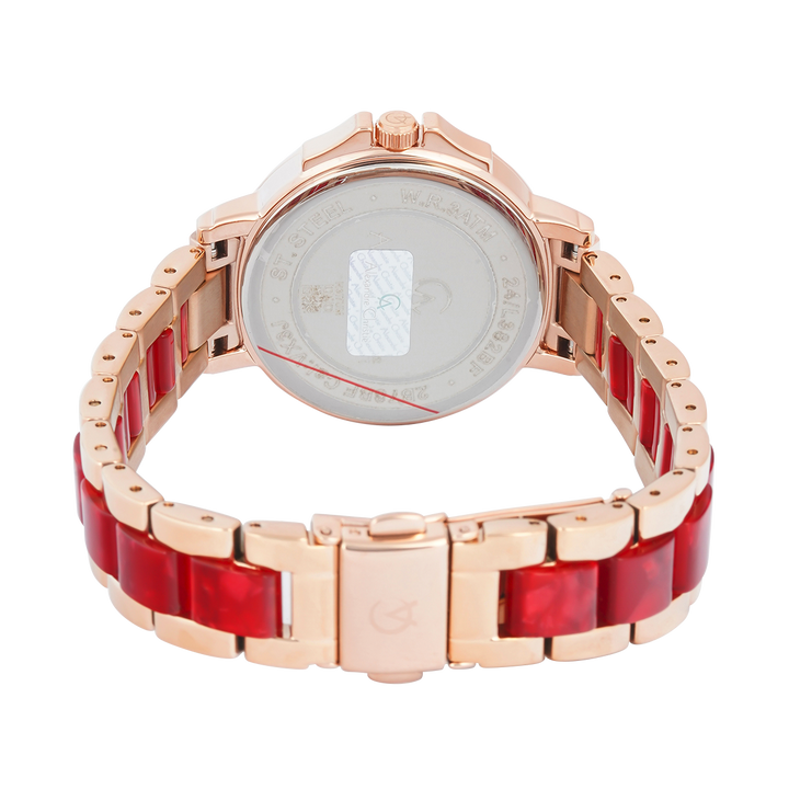Jam Tangan Alexandre Christie Passion AC 2B78 BFBRGRE Women Red Dial Dual Tone Stainless Steel Strap