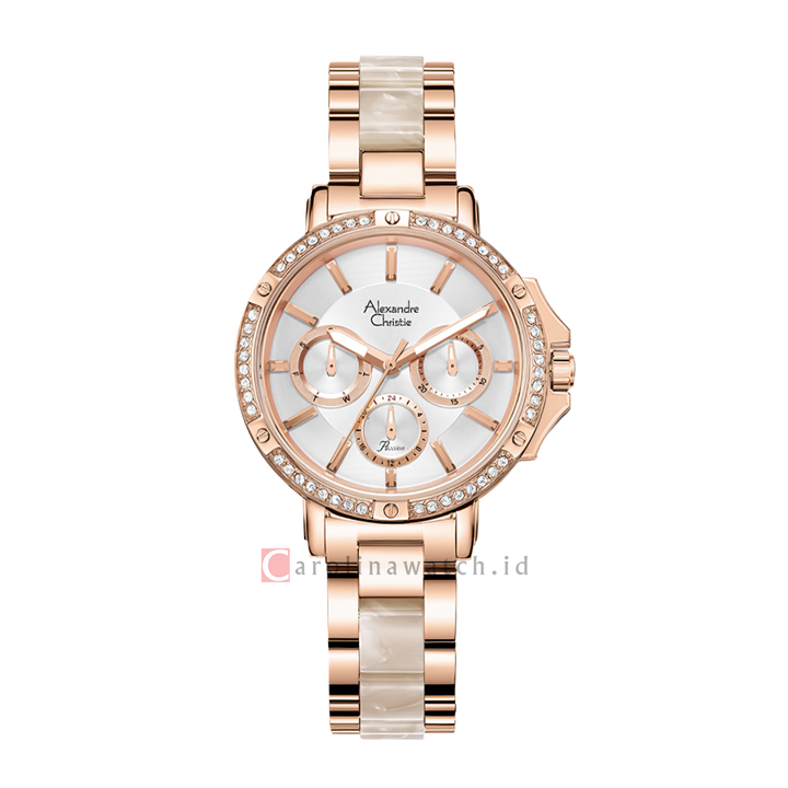 Jam Tangan Alexandre Christie Passion AC 2B78 BFBRGSLIV Women Silver Dial Dual Tone Stainless Steel Strap