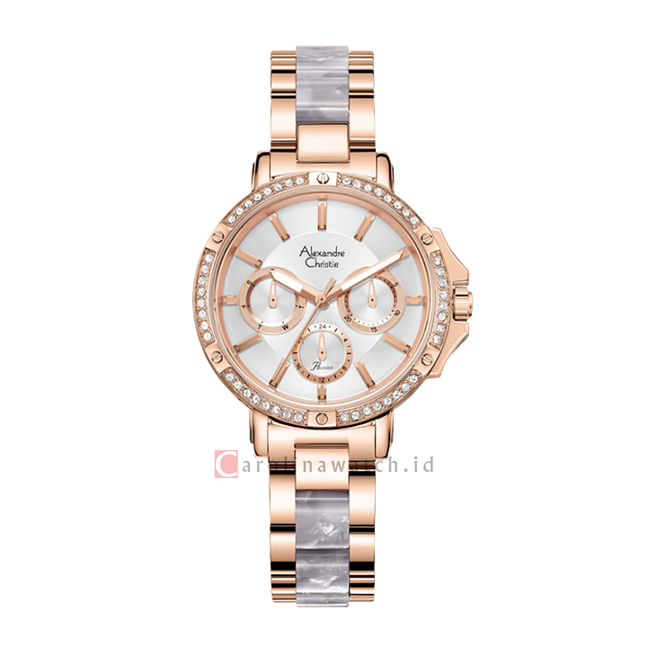 Jam Tangan Alexandre Christie Passion AC 2B78 BFBRGSLLB Women Silver Dial Dual Tone Stainless Steel Strap