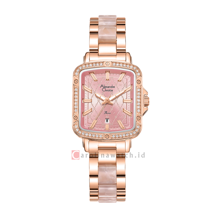Jam Tangan Alexandre Christie Passion AC 2B79 LDBRGPN Women Pink Dial Dual Tone Stainless Steel Strap