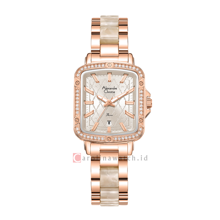 Jam Tangan Alexandre Christie Passion AC 2B79 LDBRGSL Women Silver Dial Dual Tone Stainless Steel Strap
