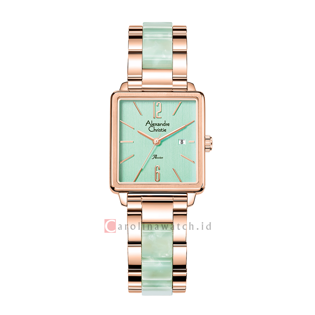 Jam Tangan Alexandre Christie Passion AC 2B80 LDBRGLG Women Turquoise Dial Dual Tone Stainless Steel Strap