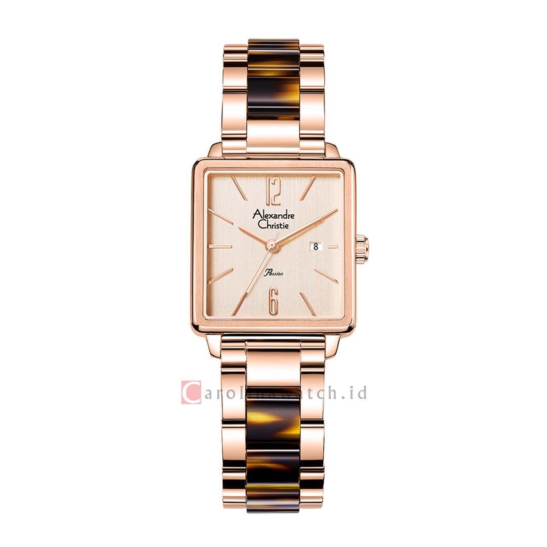 Jam Tangan Alexandre Christie Passion AC 2B80 LDBRGLN Women Gold Dial Dual Tone Stainless Steel Strap