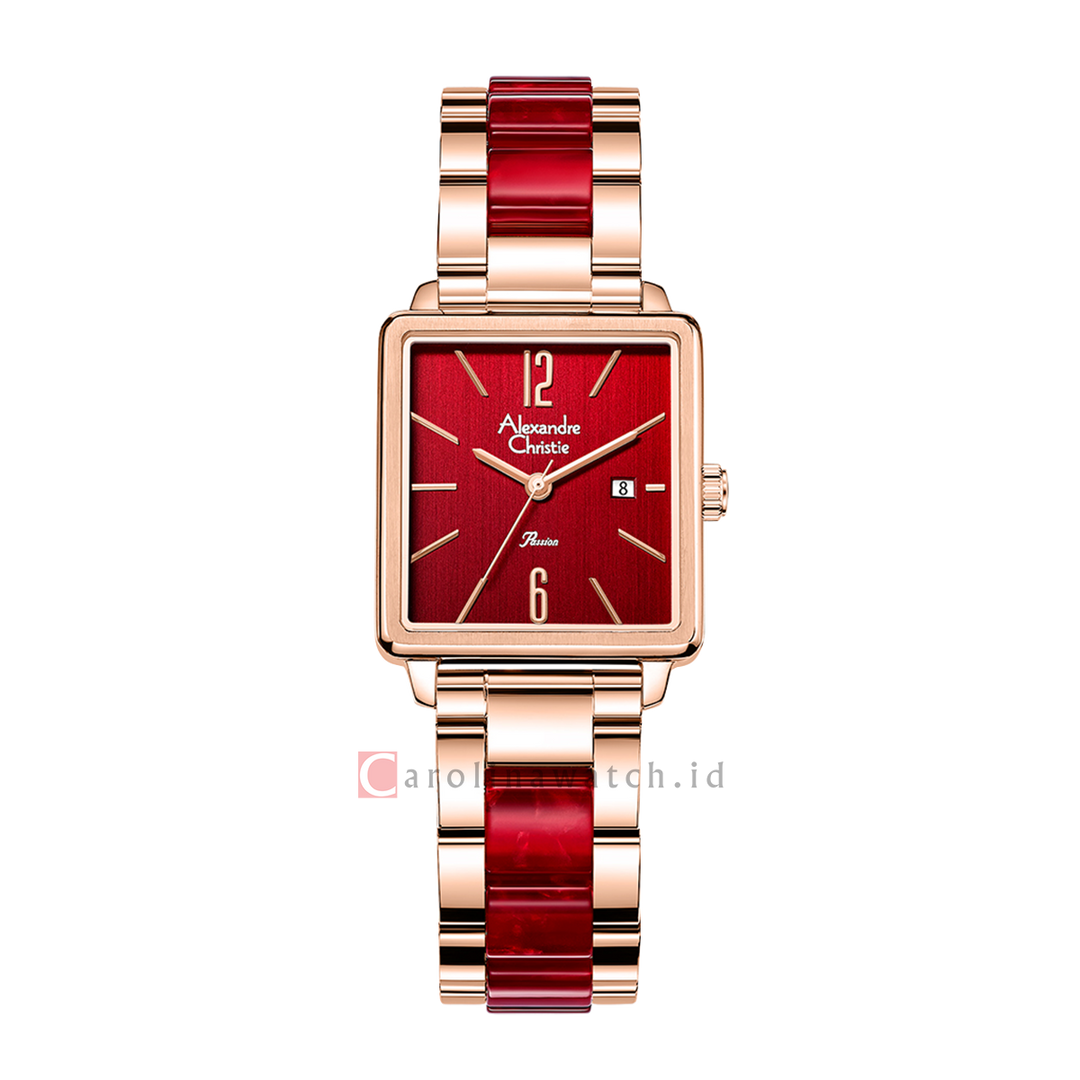 Jam Tangan Alexandre Christie Passion AC 2B80 LDBRGRE Women Red Dial Dual Tone Stainless Steel Strap
