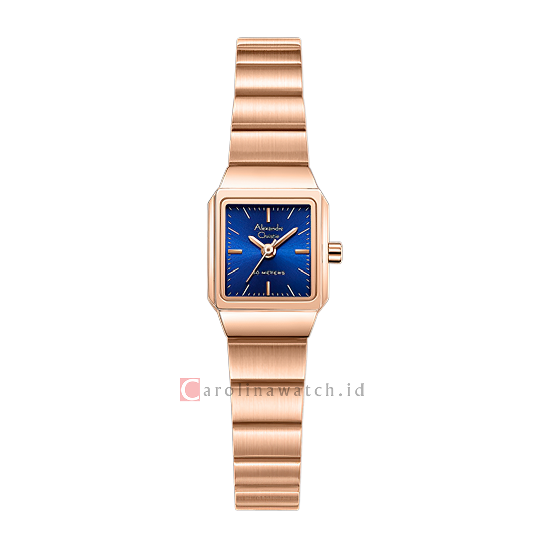 Jam Tangan Alexandre Christie AC 2B81 LHBRGBU Women Blue Dial Rose Gold Stainless Steel Strap