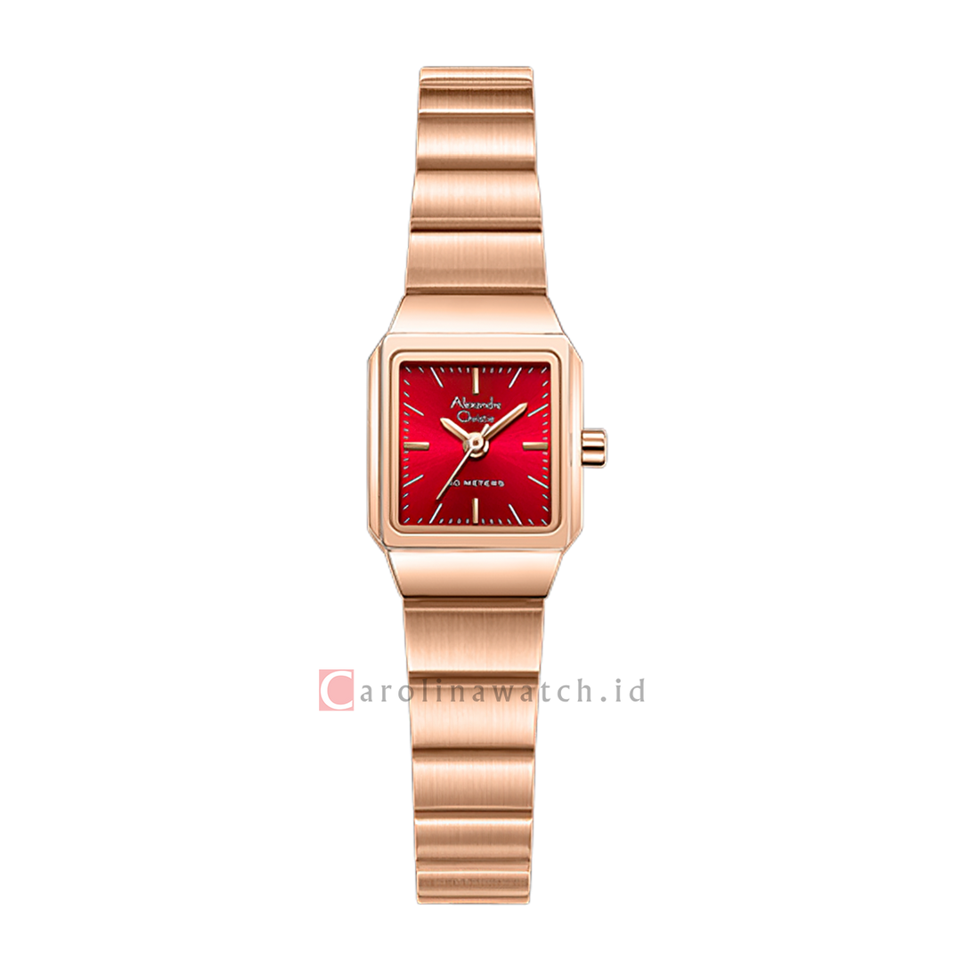 Jam Tangan Alexandre Christie AC 2B81 LHBRGRE Women Red Dial Rose Gold Stainless Steel Strap