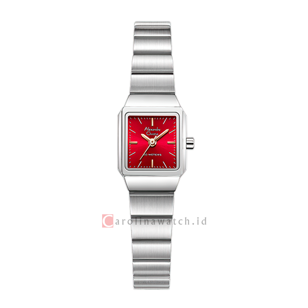 Jam Tangan Alexandre Christie AC 2B81 LHBSSRERG Women Red Dial Stainless Steel Strap