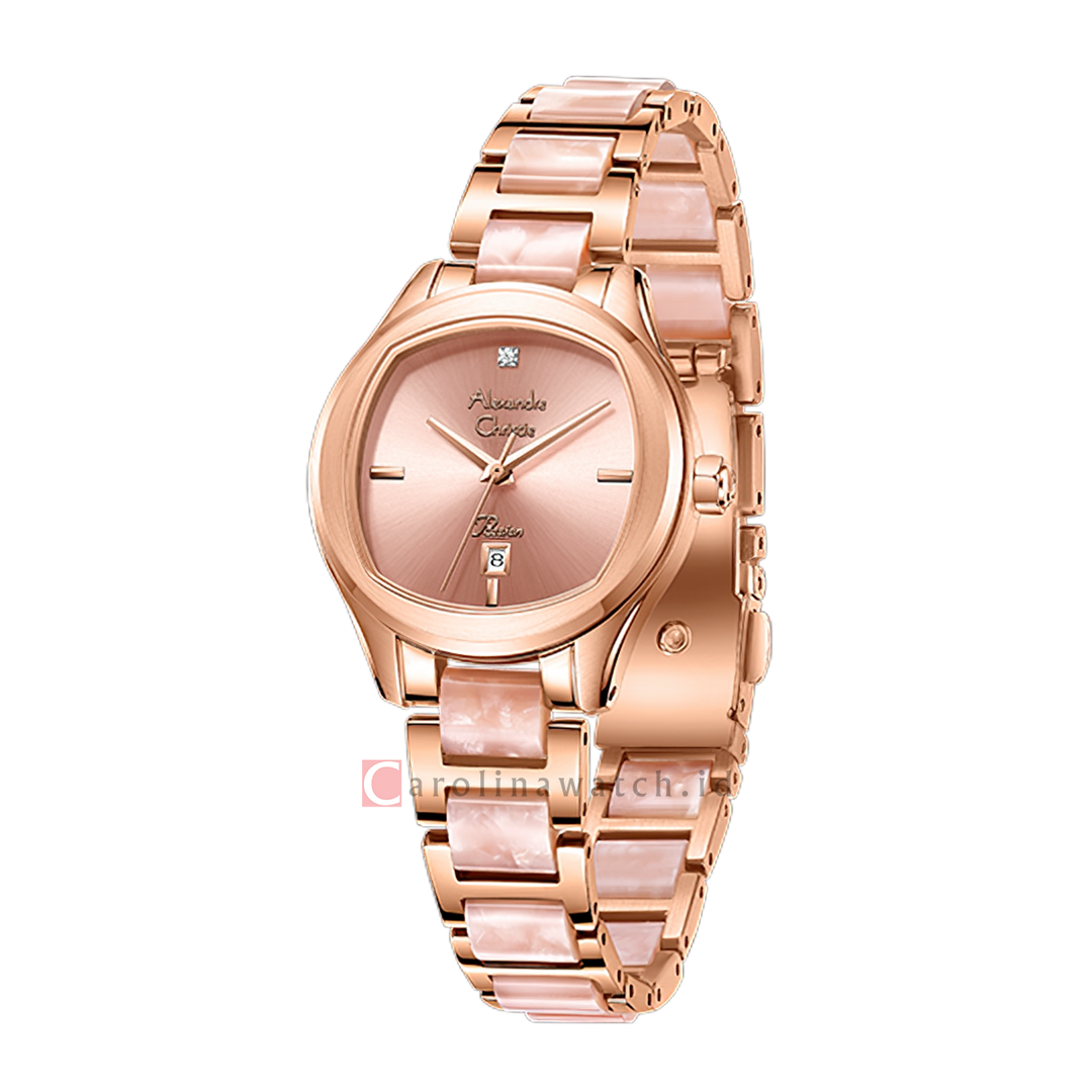 Jam Tangan Alexandre Christie Passion AC 2B82 LDBRGPN Women Pink Dial Dual Tone Stainless Steel Strap