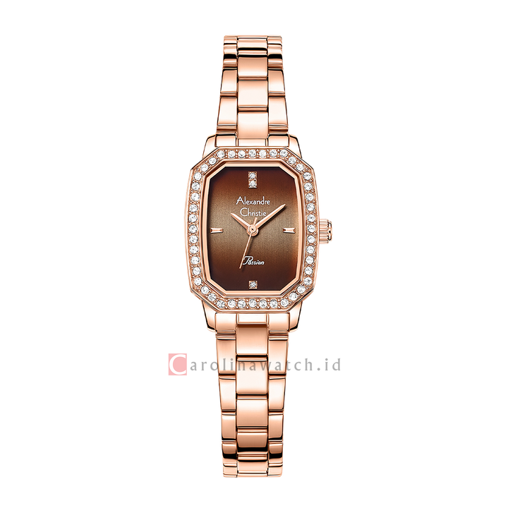 Jam Tangan Alexandre Christie Passion AC 2B84 LHBRGBO Women Brown Dial Rose Gold Stainless Steel Strap