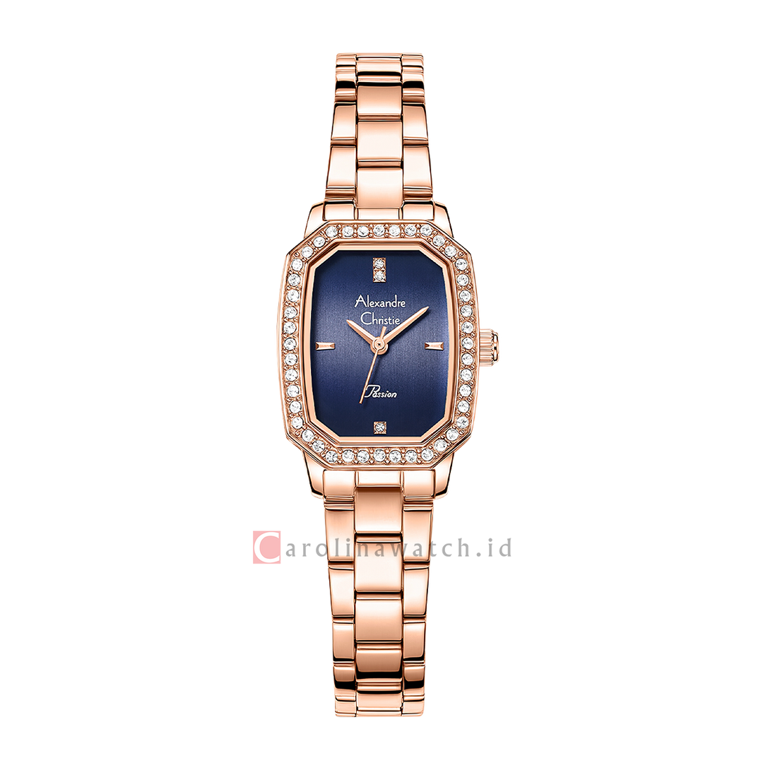 Jam Tangan Alexandre Christie Passion AC 2B84 LHBRGBU Women Blue Dial Rose Gold Stainless Steel Strap