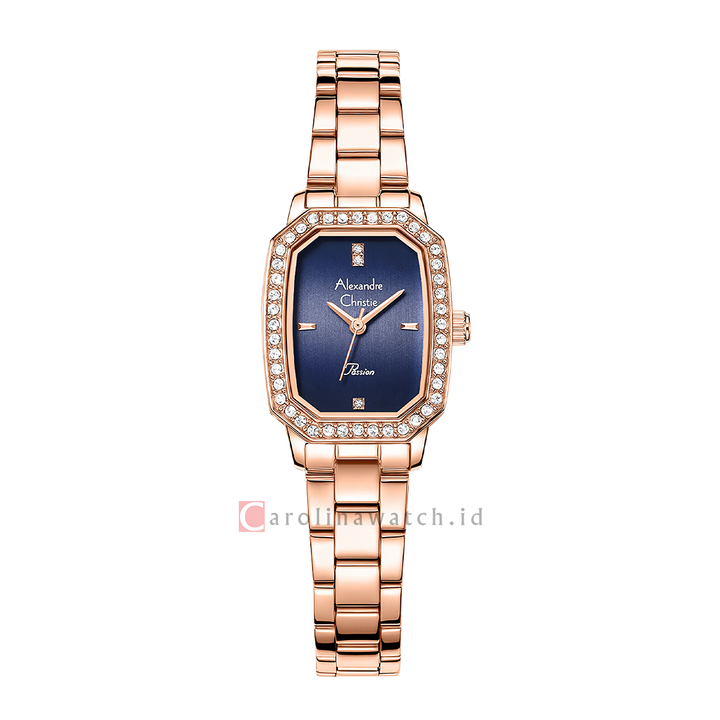 Jam Tangan Alexandre Christie Passion AC 2B84 LHBRGBU Women Blue Dial Rose Gold Stainless Steel Strap