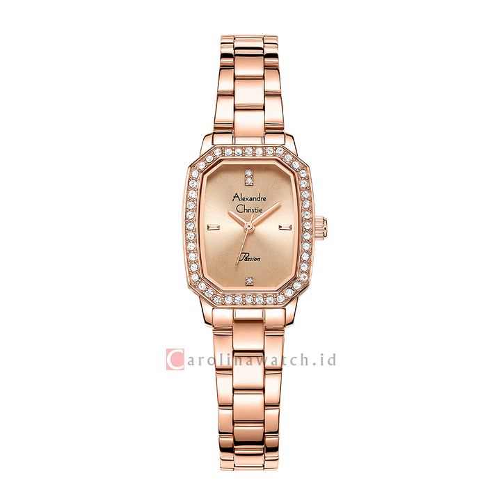 Jam Tangan Alexandre Christie Passion AC 2B84 LHBRGLN Women Gold Dial Rose Gold Stainless Steel Strap
