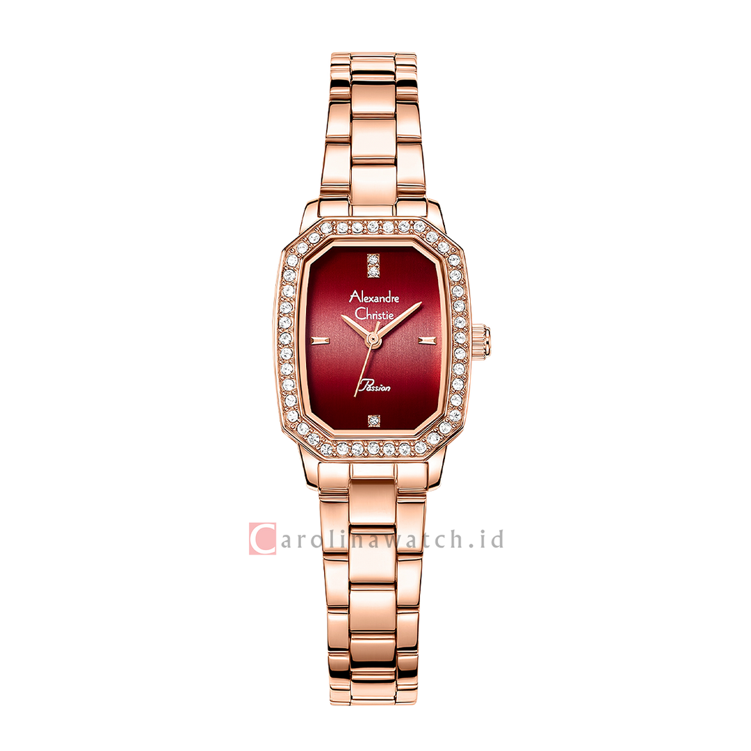 Jam Tangan Alexandre Christie Passion AC 2B84 LHBRGRE Women Red Dial Rose Gold Stainless Steel Strap
