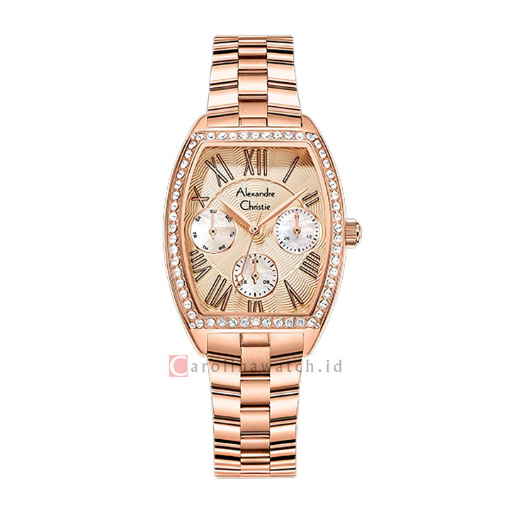 Jam Tangan Alexandre Christie AC 2B86 BFBRGLN Women Rose Gold Dial Rose Gold Stainless Steel Strap