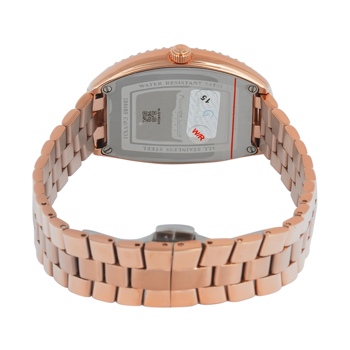 Jam Tangan Alexandre Christie AC 2B86 BFBRGSL Women Silver White Dial Rose Gold Stainless Steel Strap
