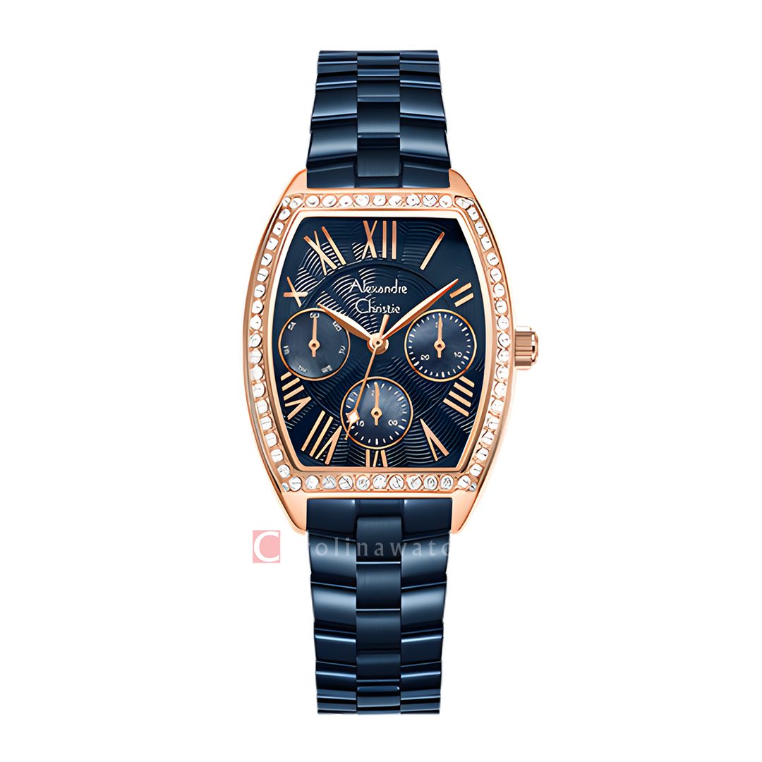 Jam Tangan Alexandre Christie AC 2B86 BFBURBU Women Blue Dial Blue Stainless Steel Strap