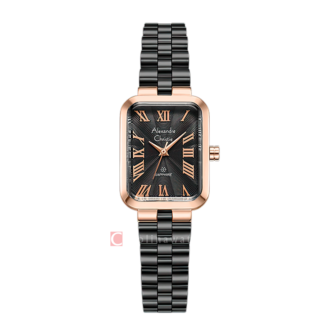 Jam Tangan Alexandre Christie Passion AC 2B87 LHBBRDG Sapphire Women Black Dial Black Stainless Steel Strap