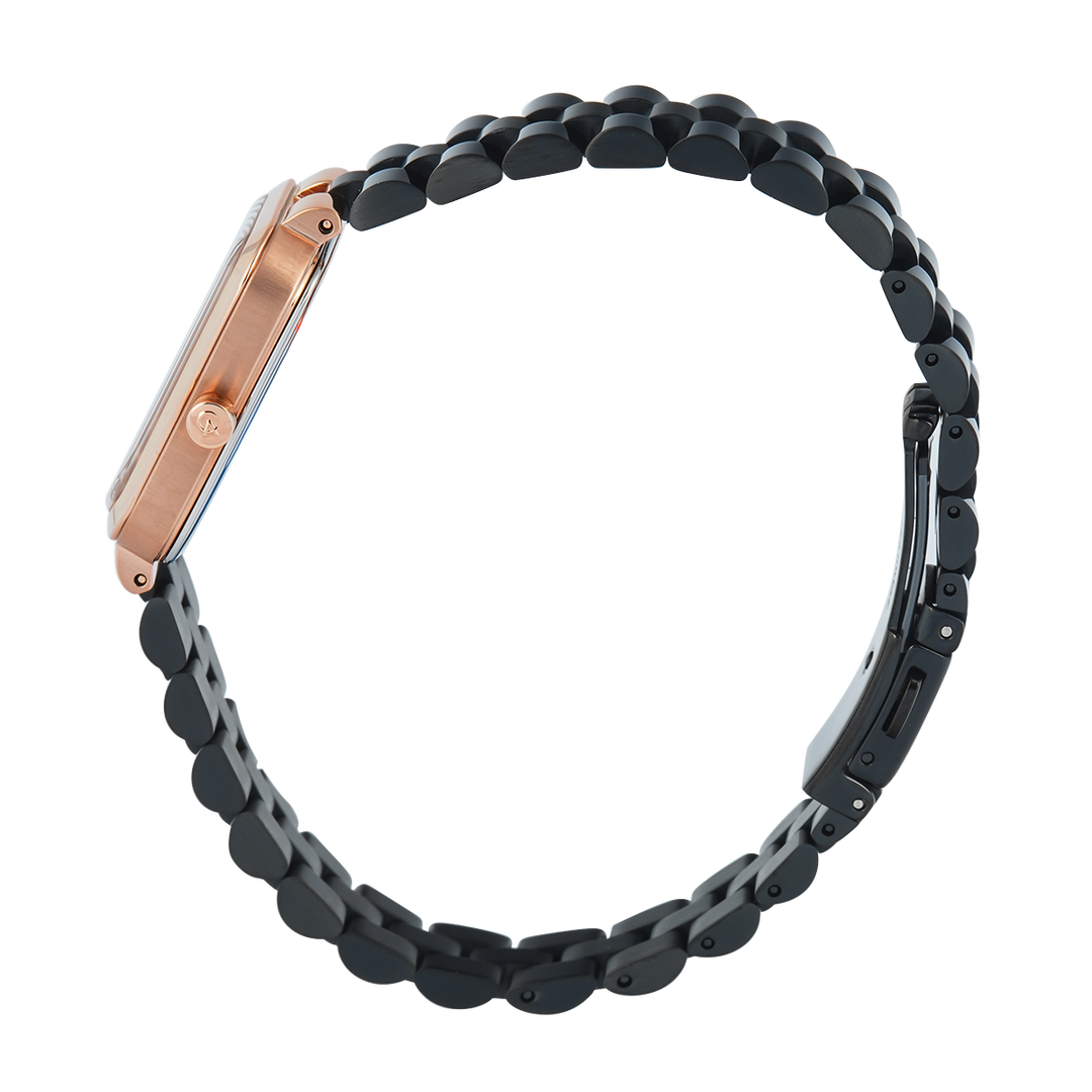 Jam Tangan Alexandre Christie Passion AC 2B87 LHBBRDG Sapphire Women Black Dial Black Stainless Steel Strap