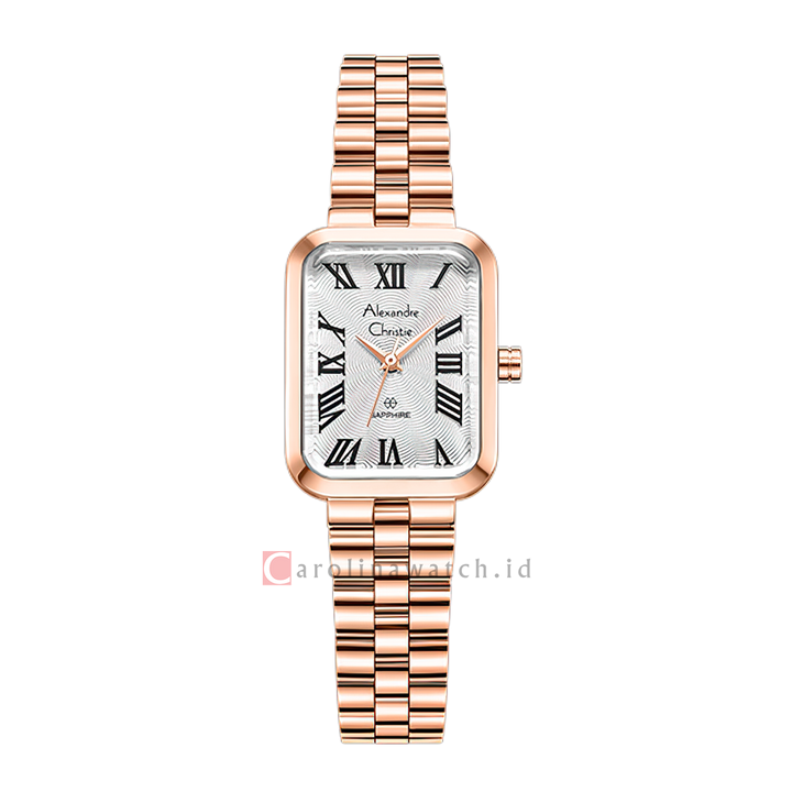 Jam Tangan Alexandre Christie Passion AC 2B87 LHBRGSL Sapphire Women Silver White Dial Rose Gold Stainless Steel Strap