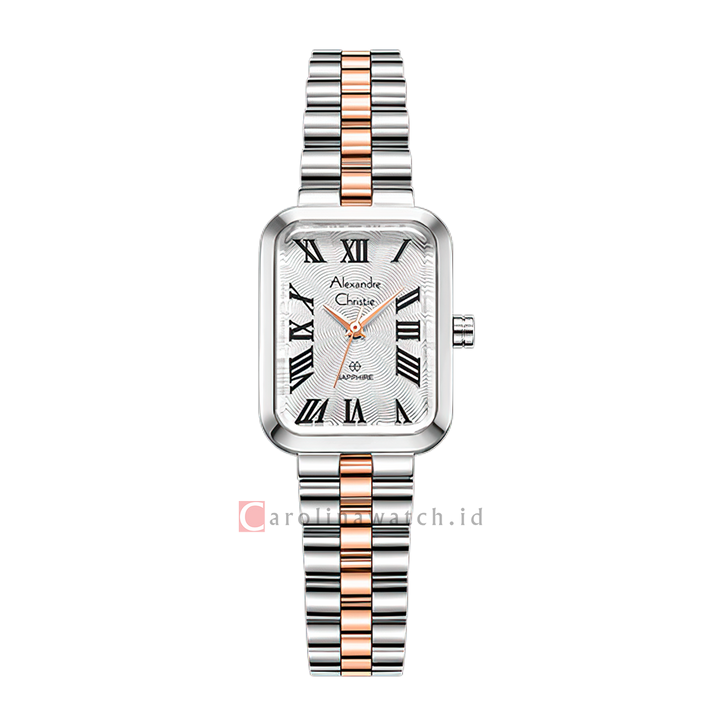 Jam Tangan Alexandre Christie Passion AC 2B87 LHBTRSL Sapphire Women Silver White Dial Dual Tone Stainless Steel Strap