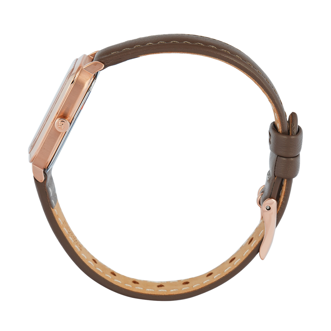 Jam Tangan Alexandre Christie Passion AC 2B87 LHLRGLN Sapphire Women Rose Gold Dial Brown Leather Strap