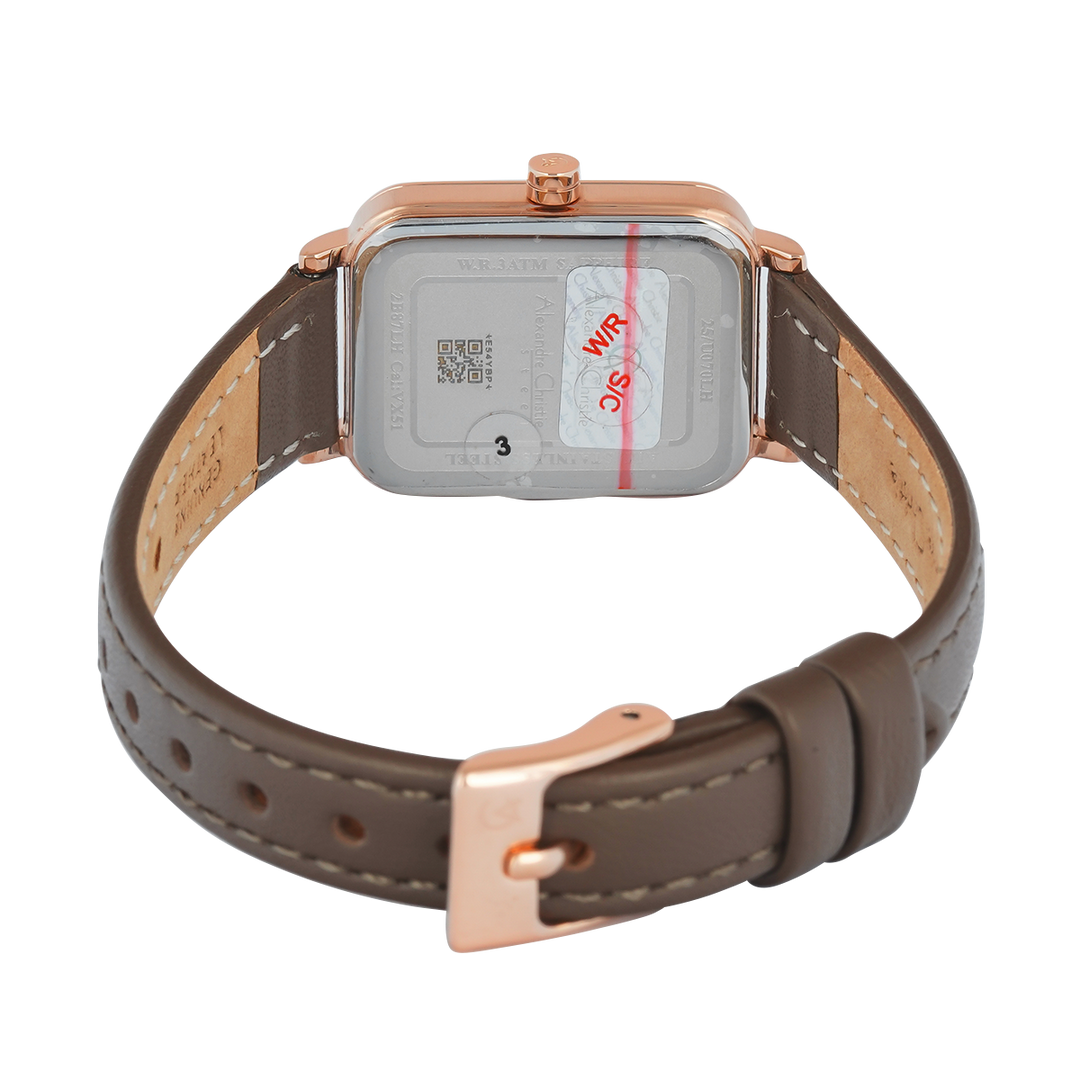 Jam Tangan Alexandre Christie Passion AC 2B87 LHLRGLN Sapphire Women Rose Gold Dial Brown Leather Strap