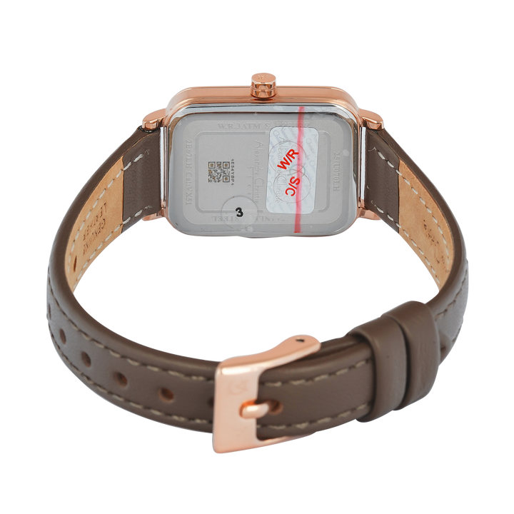 Jam Tangan Alexandre Christie Passion AC 2B87 LHLRGLN Sapphire Women Rose Gold Dial Brown Leather Strap