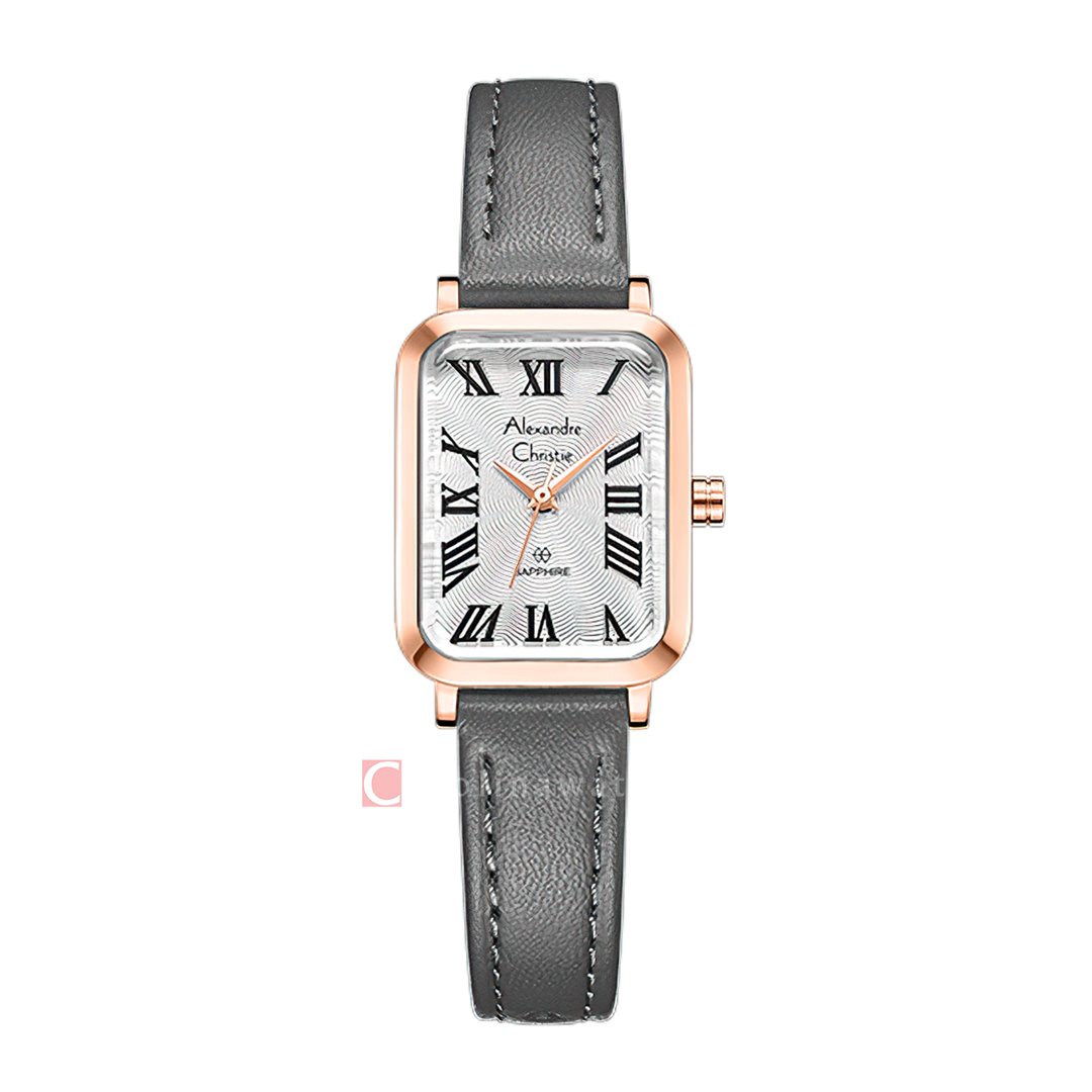 Jam Tangan Alexandre Christie Passion AC 2B87 LHLRGSL Sapphire Women Silver White Dial Black Leather Strap