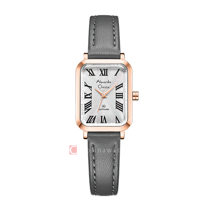 Jam Tangan Alexandre Christie Passion AC 2B87 LHLRGSL Sapphire Women Silver White Dial Black Leather Strap