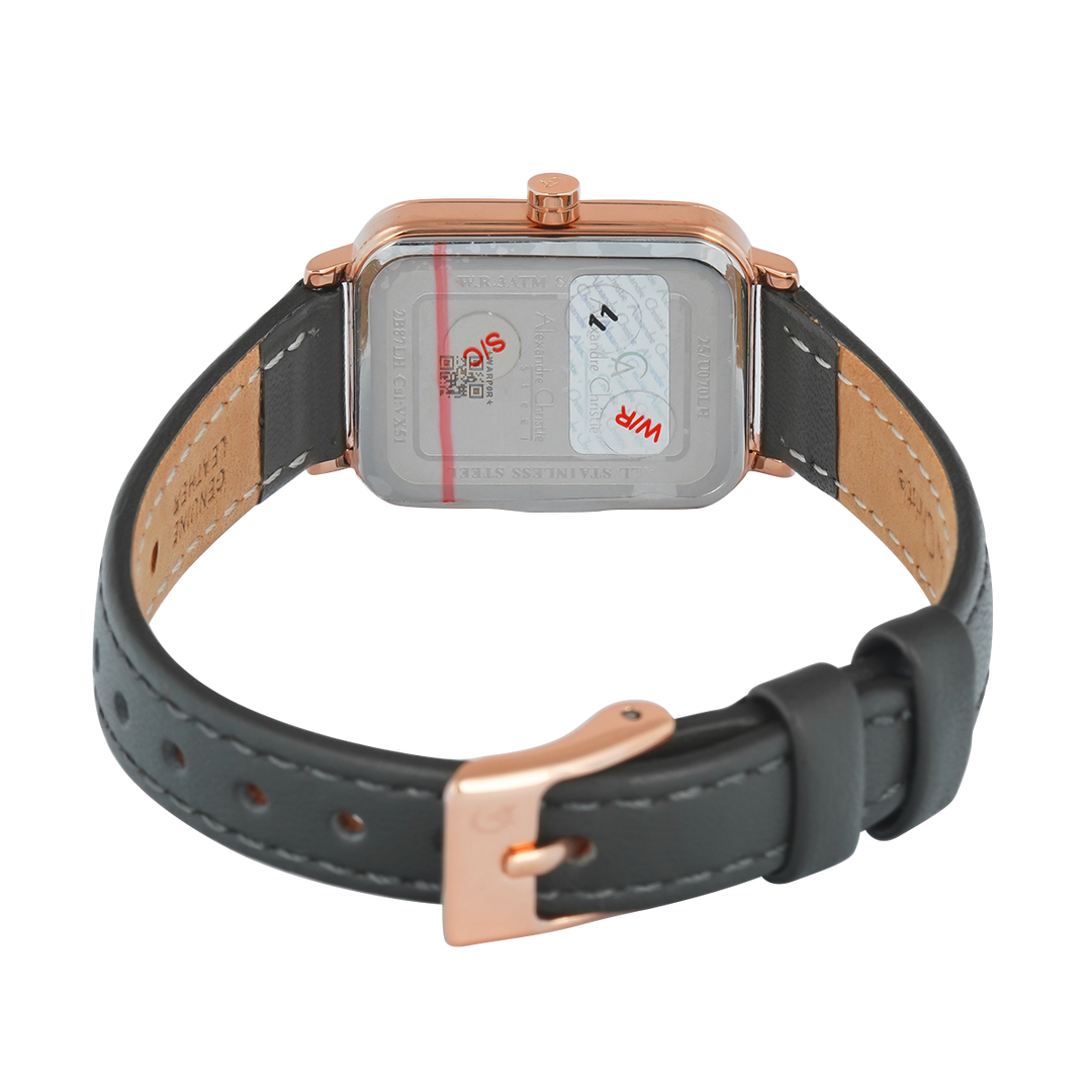 Jam Tangan Alexandre Christie Passion AC 2B87 LHLRGSL Sapphire Women Silver White Dial Black Leather Strap