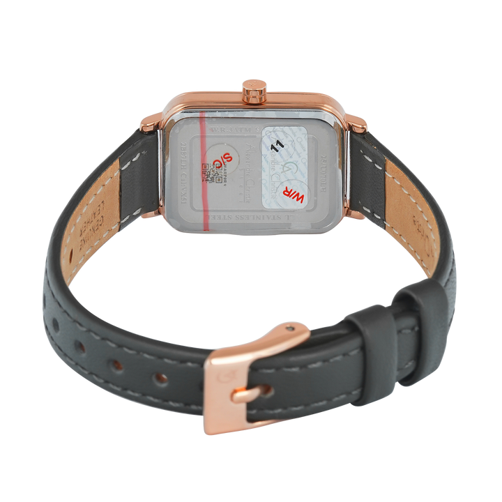 Jam Tangan Alexandre Christie Passion AC 2B87 LHLRGSL Sapphire Women Silver White Dial Black Leather Strap