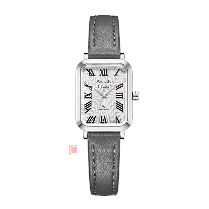 Jam Tangan Alexandre Christie Passion AC 2B87 LHLSSSL Sapphire Women Silver White Dial Black Leather Strap