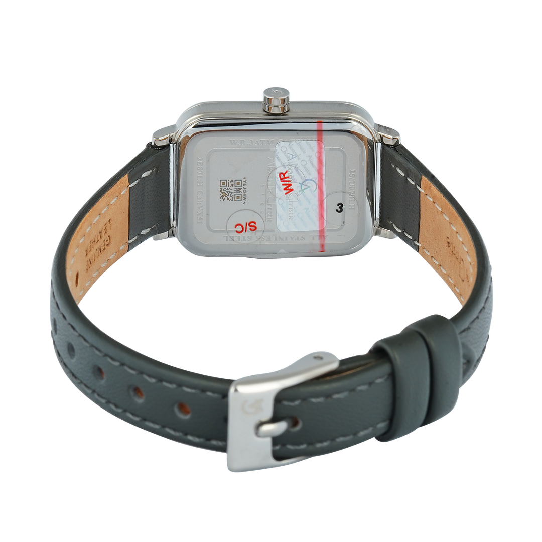 Jam Tangan Alexandre Christie Passion AC 2B87 LHLSSSL Sapphire Women Silver White Dial Black Leather Strap